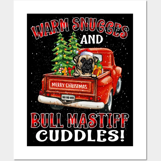 Warm Snuggles And Bull Mastiff Cuddles Ugly Christmas Sweater Wall Art by intelus